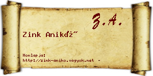 Zink Anikó névjegykártya